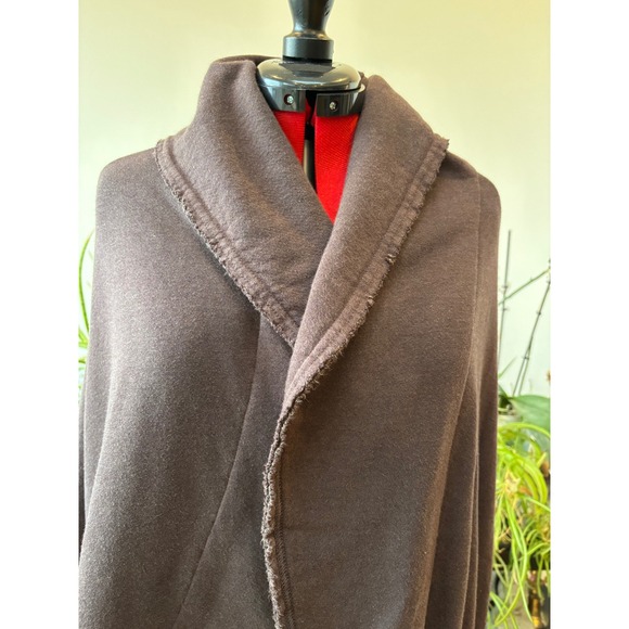 bryn Walker Open Front Duster Cardigan Shawl Collar bamboo cotton brown Womens S - Picture 2 of 16